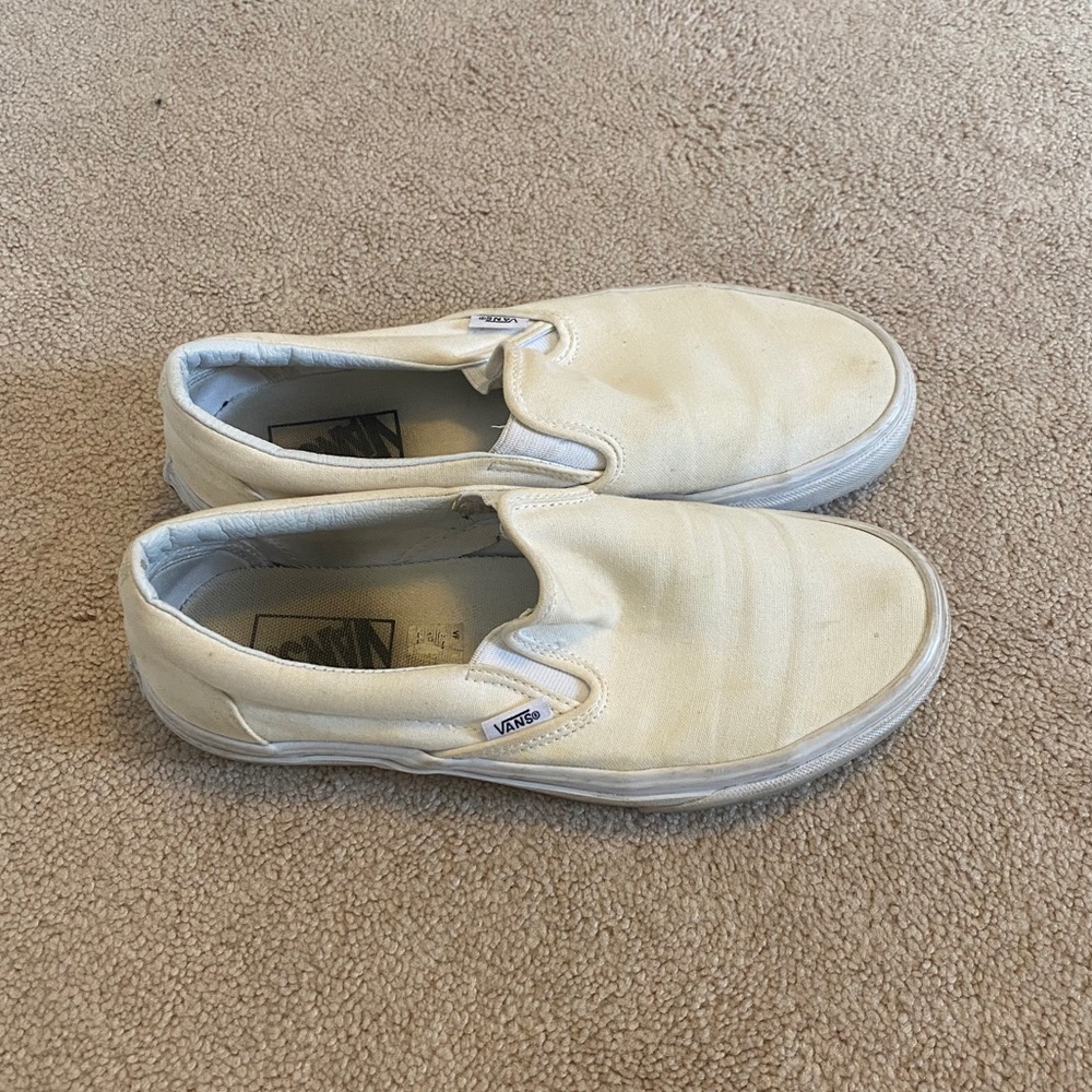 White Slip On Vans